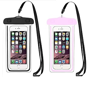 ednita waterproof mobile pouch cover case for all mobiles compatible with iphone samsung oppo vivo other rainproof pouch 7 inches pack of 2 - blackamppink