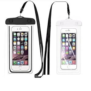 ednita waterproof mobile pouch cover case for all mobiles compatible with iphone samsung oppo vivo other rainproof pouch 7 inches pack of 2 - blackampwhite