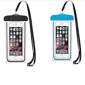 ednita waterproof mobile pouch cover case for all mobiles compatible with iphone samsung oppo vivo other rainproof pouch 7 inches pack of 2 - blackampblue
