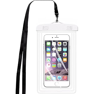 ednita waterproof mobile pouch cover case for all mobiles compatible with iphone samsung oppo vivo other rainproof pouch 7 inches pack of 1 - white