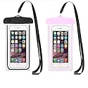 EDNITA Waterproof Mobile Pouch Cover Case for All Mobiles Compatible with iPhone, Samsung, Oppo, vivo Other Rainproof Pouch 7 inches (Pack of 2 - Black&amp;Pink)