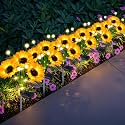 EDOF 6 Pack Sunflower with Firefly Lights,Solar Lights Outdoor Garden Decor