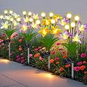EDOF Solar Lights 4 Packs Solar Lily Flowers Firefly Lights Outdoor Decor