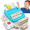 Educational Toys Learning Games for Kids 3-8, Matching Letter Spelling Early Math Game for Preschool&amp; Kindergarten Kids Boys and Girls Light Blue ，Christmas Birthday gift for 4 5 6 7 boys girls