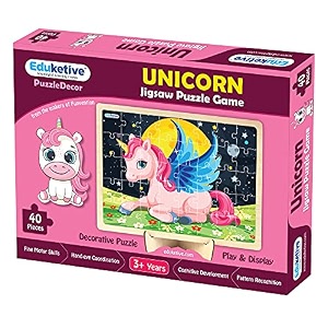 puzzledecor unicorn decorative 40 pieces jigsaw puzzle with stand kids age 3-9 years preschool