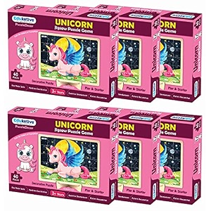 puzzledecor unicorn pack of 6 decorative 40 pieces jigsaw puzzle birthday return gift pack