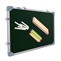 Eduway 2x3 Feet Kunj Non-Magnetic Double-Sided Chalk Board &amp; White Board (Combo Pack) with 1 Wooden Duster, 2 Chalk Holders, 10 Non-Dust Chalk Sticks for Kids, School, Teaching, (59x90cms)- Green