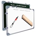 Eduway 2x3 Feet Kunj Non-Magnetic Double-Sided White Board and Chalkboard Combo with 1 Marker and 1 Duster | Ideal Use for Home, Office, with Sliding Hanging Clips, Robust Aluminum Frame (89x59 Cms)