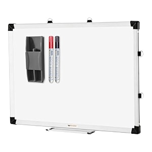 eduway elite 15x2 feet non-magnetic white board with 1 duster tray 1 eraser 2 markers  robust aluminium frame  ideal for home school office amp kids 4 pcs combo pack