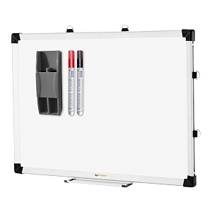 eduway elite 2x2 feet non-magnetic white board with 1 duster tray 1 eraser 2 markers  robust aluminium frame  ideal for home school office amp kids 4 pcs combo pack