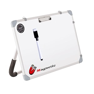 eduway magnetic dry erase 1x15 feet white board with stand  standing whiteboard  table top with paper clip for study learning etc with 1 cap-duster marker - 11x17 inches