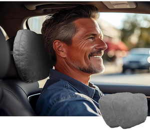 Edylinn Grey Polyester Cotton Car Pillow Cushion