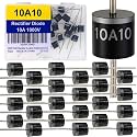 EEEEE 10A10 Diode Rectifier Diode 25pcs 10 Amp 10A 1000 Volt 1000V Electronic Silicon Diodes high-Current, high-Voltage Rectifier diode in a DO-201AD Package, Ideal for Power Supply Applications.
