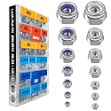 EEEEE Lock Nuts Assortment 444 pcs Stainless Steel 304 Metric locknut M3 M4 M5 M6 M8 M10 M12#6#8#10 1/4 5/16 3/8 1/2 Nylon Insert Hardware nut Lock Metric nylock nut Secure nut Steel