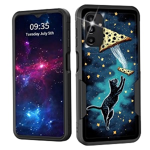 for galaxy a14 5g casedual layer shockproof heavy duty full body protection tough rugged durable protective cell phone cover for samsung galaxy a14 5g 66 inch 2023space cat