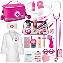 EFO SHM Doctor Kit for Kids Girls, 34 Pcs Kids Doctor Kit for Toddlers 3-5 with Medical Storage Bag & Real Stethoscope, Pretend Play Set for Boys Girls Fun Role Playing Game
