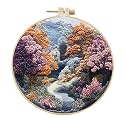 Eforcase Embroidery Starter Kit for Adult Beginner with Landscape Tree Mountain River Floral Nature Scenery Pattern Cross Stitch Hand Embroidery Set DIY Cross Stitch Kits with Hoops Needles Threads