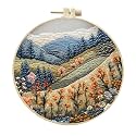 Eforcase Embroidery Starter Kit for Adult Beginner with Landscape Tree Mountain River Floral Nature Scenery Pattern Cross Stitch Hand Embroidery Set DIY Cross Stitch Kits with Hoops Needles Threads