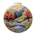 Eforcase Embroidery Starter Kit for Adult Beginner with Landscape Tree Mountain River Floral Nature Scenery Pattern Cross Stitch Hand Embroidery Set DIY Cross Stitch Kits with Hoops Needles Threads