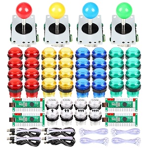 eg starts 4 player classic diy arcade joystick kit parts usb encoder to pc controls games  48 way stick  5v led illuminated push buttons for video game consoles mame raspberry pi amp 4 colors