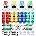 EG Starts 4 Player Classic DIY Arcade Joystick Kit Parts USB Encoder To PC Controls Games + 4/8 Way Stick + 5V led Illuminated Push Buttons for Video Game Consoles Mame Raspberry Pi & 4 Colors