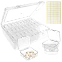 Egaageoi 30 PC Clear Plastic Bead Organizer Box with Hinged Lids and Labels