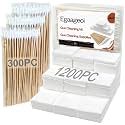 Egaageoi Gun Cleaning Patches and Pointed Swabs with Storage Box - Lint-Free Gun Cleaning Supplies for Shooting Practice, Range Match, Hunting Prep - Compatible with .22 to .45 Cal, 9mm, .30 Caliber