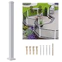 Egadis 2.56in x 2.56in x 42.5in Aluminum Railing Post with Drill Bit, White