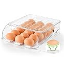 SMRCAD 18-Egg Holder for Fridge with Silicone Bumpers, Auto-Rolling Desigin
