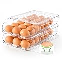 SMRCAD 36-Egg Holder for Fridge with Silicone Bumpers, Auto-Rolling Desigin