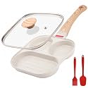Egg Pan with Lid 3 Cup Nonstick Egg Frying Pan Omelette Skillet | Aluminum Omelet Pan with Glass Lid and Spatula, and Silicone Brush. Works for Breakfast Eggs, Bacon, and Mini Pancakes.