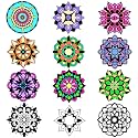 EggSun 48pcs Mandala Fuzzy Velvet Coloring Posters Kit, DIY Beautiful Arts and Crafts Velvet Coloring Mess Free Felt Coloring Pages for Adult Family Activities and Party Favors