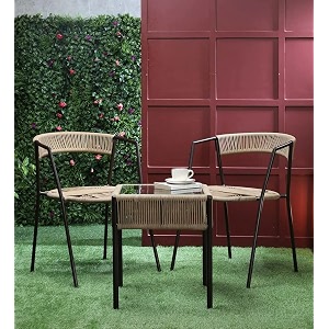2 seater coffee table patio furniture 1 square coffee table and 2 chairs with cushions garden outdoor furniture brown