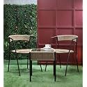 2 Seater Coffee Table Patio Furniture 1 Square Coffee Table and 2 Chairs with Cushions Garden Outdoor Furniture, Brown