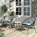 2 Seater Coffee Table Patio Furniture 1 Round Coffee Table and 2 Chairs with Cushions Garden Outdoor Furniture