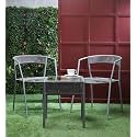 2 Seater Coffee Table Patio Furniture 1 Square Coffee Table and 2 Chairs with Cushions Garden Outdoor Furniture, Dak Grey Color