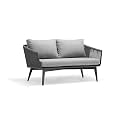 2 Seater Sofa Rope Woven Sofa Metal Frame Sofa for Outdoor / 2 Seater Sofa for Garden Grey Color