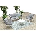 4 Pieces Porch Backyard Garden Outdoor Furniture Rope Sofa Set and Table Conversation Set for Balcony,Backyard,Living Room Patio Furniture Set (Grey)