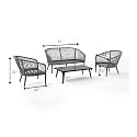 4 Seater Sofa Outdoor Indoor Conversation Patio Garden Rope Furniture Set with Cushion and Center Table in Black Color for Garden/Balcony/Poolside.