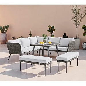 6pcs wicker rattan indoor patio furniture set rattan chair patio set wicker conversation set patio dining set outdoor furniture rectangle table sofa set