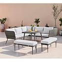 6PCS Wicker Rattan Indoor Patio Furniture Set Rattan Chair Patio Set Wicker Conversation Set Patio Dining Set Outdoor Furniture Rectangle Table Sofa Set