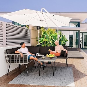 outdoor patio furniture set rope conversation sofa set with coffee table for garden backyardterrace black