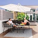Outdoor Patio Furniture Set, Rope Conversation Sofa Set with Coffee Table, for Garden, Backyard,Terrace (Black)