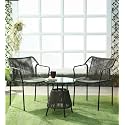 Rope Chairs with Glass Top Coffee Table Furniture Chairs with Cushions Garden Outdoor FurnitureGreen Rope/Black Color