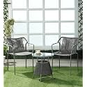 Rope Chairs with Glass Top Coffee Table Furniture Chairs with Cushions Garden Outdoor FurnitureDak Grey Color