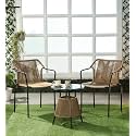Rope Chairs with Glass Top Coffee Table Furniture Chairs with Cushions Garden Outdoor Furniture, Natural