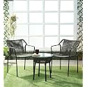 Rope Chairs with Glass Top Round Coffee Table Furniture Chairs with Cushions Garden Outdoor FurnitureGreen Rope/Black Color