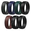 Egnaro Silicone Ring for Him, 8mm Black Flexible Men's Rubber Wedding Band