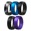 Egnaro Silicone Ring for Him, 8mm Black Flexible Men's Rubber Wedding Band