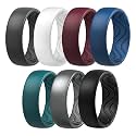 Egnaro Silicone Ring for Him, 8mm Black Flexible Men's Rubber Wedding Band